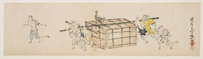 White Foxes Carrying a Coffer, c.1840 by Yoda Chikkoku